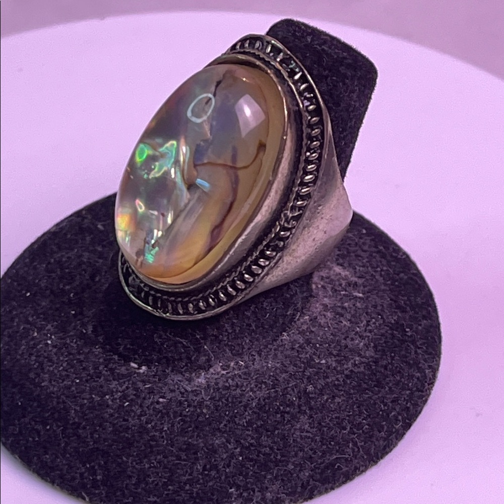 Vintage Abalone Oval Statement Ring - image 8